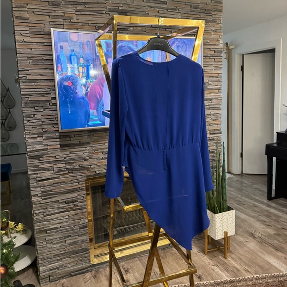 BCBGMAXAZRIA Royal Blue Eugenie Asymetric Long Sleeve Blouse - Picture 2 of 3